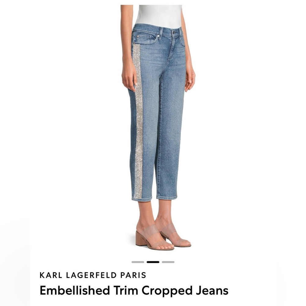 KARL LAGERFELD PARIS
Embellished Trim Cropped Jeans